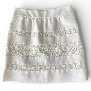 LOFT White Skirt with Lace Detail